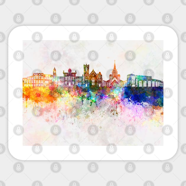 Brampton skyline in watercolor background Sticker by PaulrommerArt